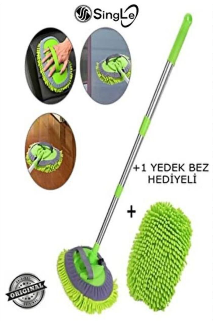 Çok Fonksiyonlu 2 In 1 Mikrofiber Araba Yıkama Fırçası Teleskopik Uzun Saplı Detay Fırçası Oto Mopu